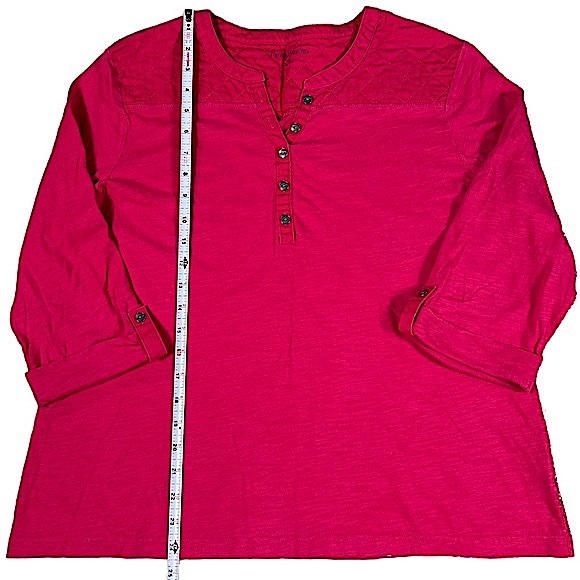 4/$32 Croft & barrow size Xl pink 3/4 sleeve shirt quilted type design on top - Picture 7 of 9